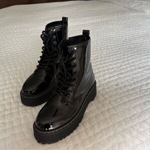 Black Patent Leather Women's Boots- Betty